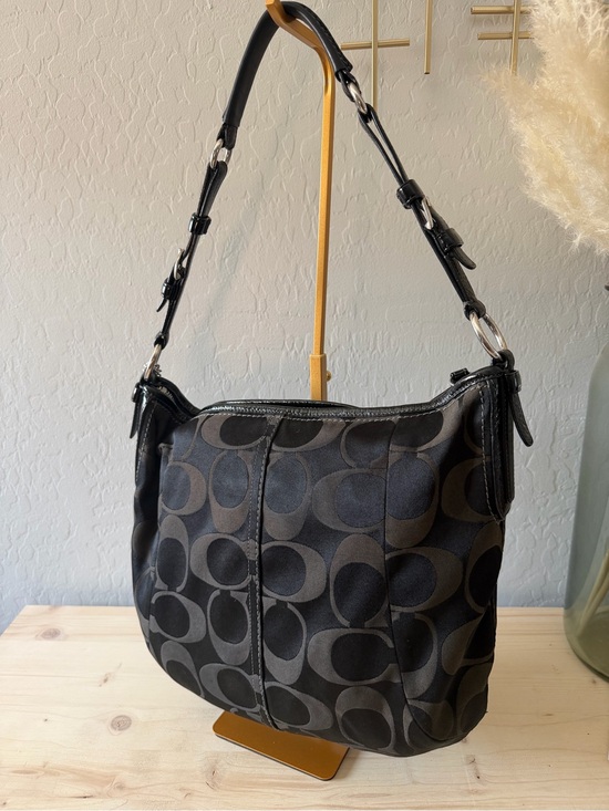 Coach Handbags - Vintage Y2K Coach Carley Soho Signature Monogram Hobo Shoulder Bag - Black